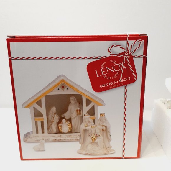 Lenox Mistletoe Park Series Manger Nativity 6 Piece set Christmas Figurine NIB